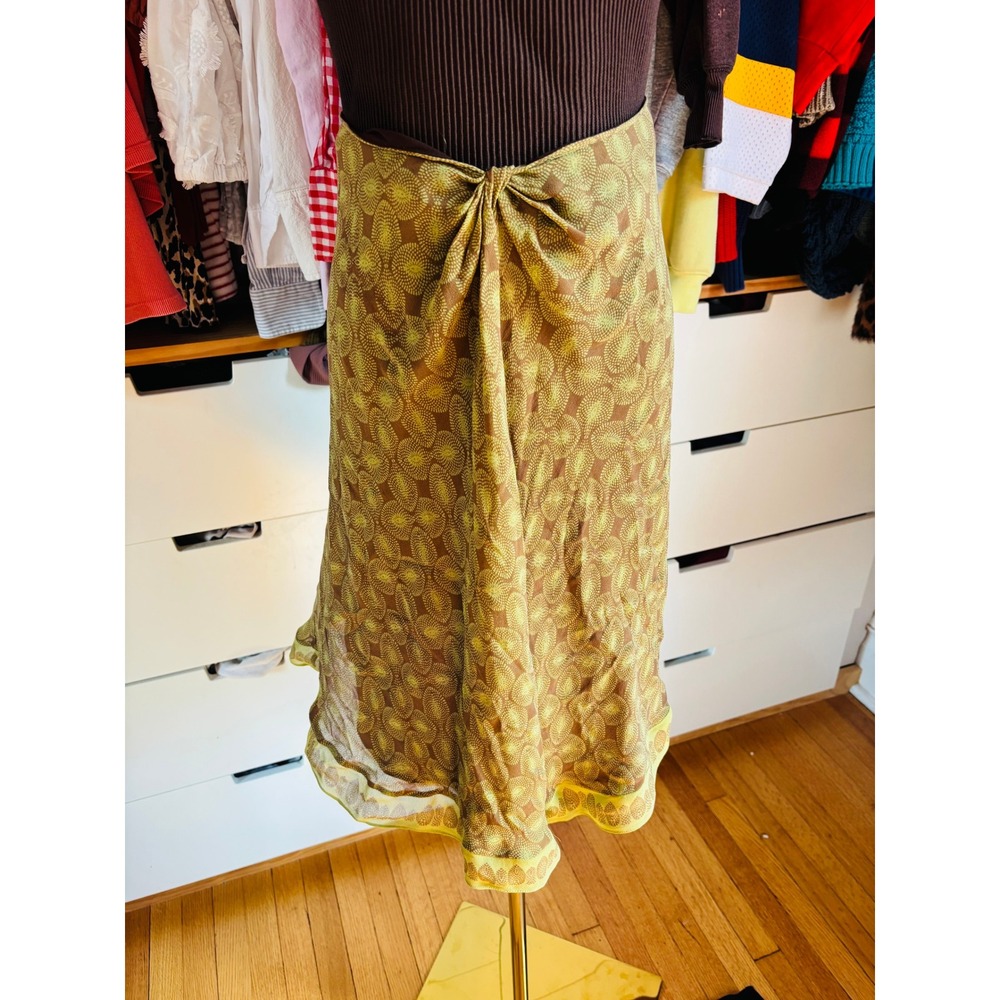 Studio M Midi Skirt Womens Yellow Geometric Y2k Fairy Whimsygoth Size